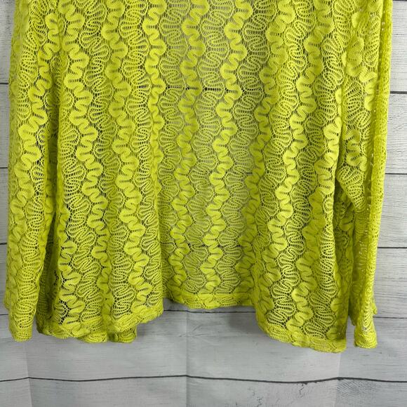 Ruby Rd Favorites Womens size Large 3/4 Sleeve Open Lace Knit Cardigan Yellow - Picture 8 of 9